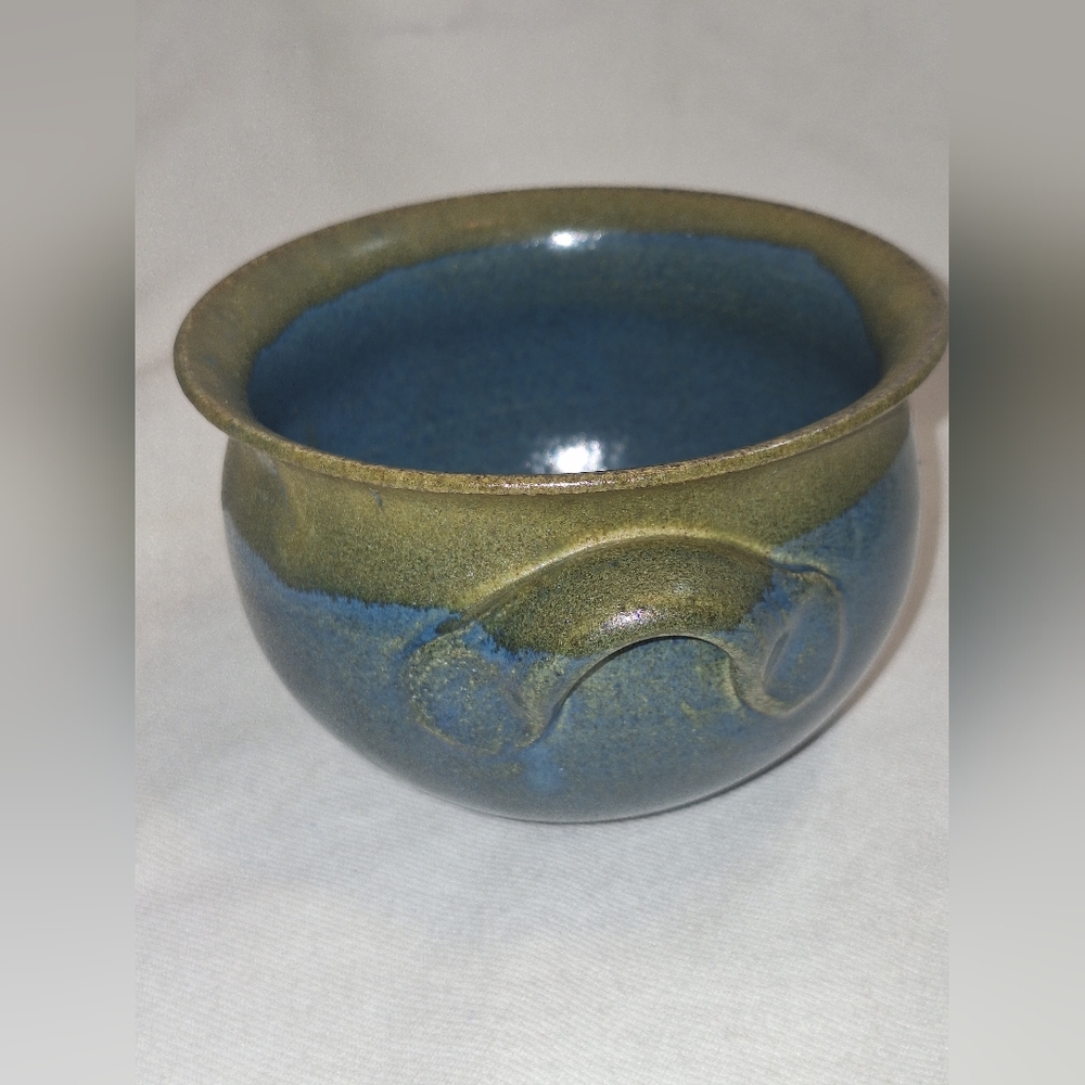 Elegant Ceramic Bowl in Blue and Olive